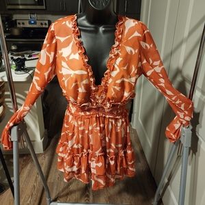 Brunt orange cutout sides dress